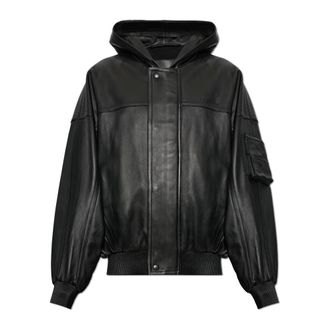 Balenciaga Leren jack met capuchon - Heren - Jassen - Zwart - Maat: M Leer
