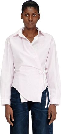 Diesel Poplin wrap-around shirt with pinstripes - Shirts - Woman - Pink