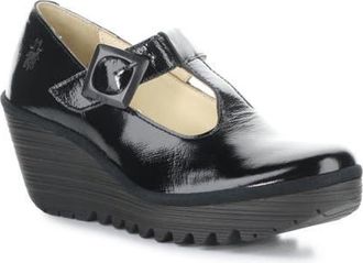FLY London Yald Wedge Mary Jane Pump in 003 Black at Nordstrom, Size 10-10.5Us