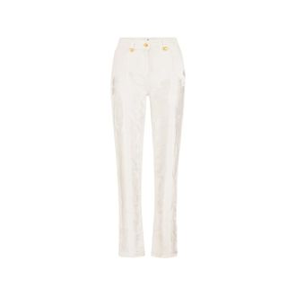 Elisabetta Franchi Distressed Fringed Palazzo Jeans