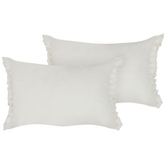 Beliani Beliani - Conjunto De 2 Modernos Cojines Decorativos De Lino Con Volantes Y Lazos 30x45 Cm Blanco Crema Sassafras