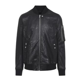 Rick Owens Leather Jackets, male, Black, Size: M Classic Flight Jacket
