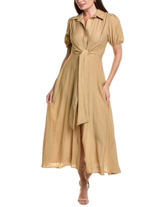 BGL Fashion Bgl Tie Front Midi Shirtdress