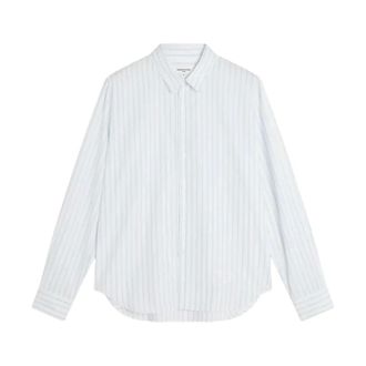 Maison Kitsun&eacute; Overhemden, Heren, Blauw, M, Katoen, Gestreepte Casual Overhemd