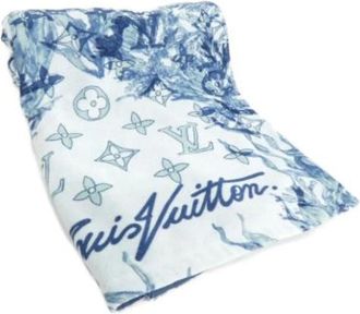 Louis Vuitton Vintage, unisex, Blauw, ONE Size, Katoen, Pre-owned Katoenen Sjaal