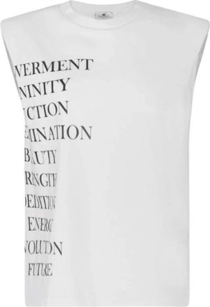 Elisabetta Franchi Jersey T-shirt met letterprint - Dames - Tops zonder mouwen - Wit - S - Katoen - Tops
