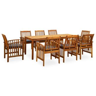 vidaXL Set Comedor De Jard&iacute;n 9 Pzas Y Cojines Madera Maciza De Acacia Vidaxl