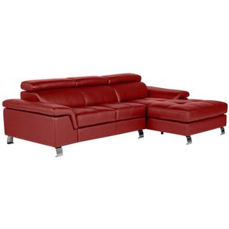 Vente-Unique Vente-unique - Divano angolare in pelle Rosso - Angolo a destra - mishima