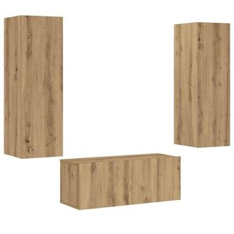 Berkfield Home Wall Mounted TV cabinets 3 pcs Artisan Oak Engineered Wood in Brown