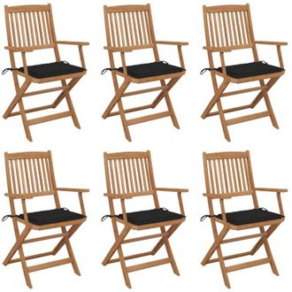 vidaXL Vidaxl - Sillas De Jard&iacute;n Plegables 6 Uds Y Cojines Madera Maciza Acacia