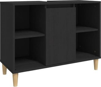 vidaXL Armario Para Lavabo Madera Contrachapada Negro 80x33x60 Cm Vidaxl