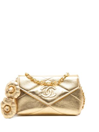 Chanel 1986-1988 Mini CC Quilted Calfskin Camellia crossbody bag - Gold