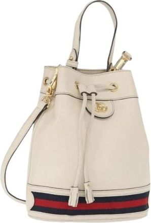 Gucci Pre-owned Vintage Bucket Shoulder Bag - Dames - Vintage Tas - Wit - ONE Size - Leer - Vintage