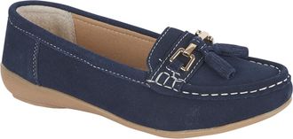 Jo & Joe Ladies Suede Slip On Loafer, Comfortable Casual Footwear with Tassel Detail (Navy, UK Footwear Size System, Adult, Women, Numeric, Medium, 6)