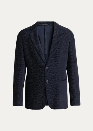 Giorgio Armani Mens Chevron Jacquard Single-Breasted Sport Coat