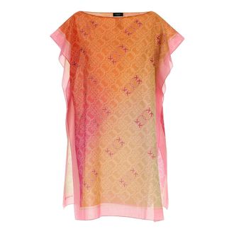 Pinko Logo Birds Kaftan - female - PINKO - Kimonos - Multicolor - ONE SIZE - Blouses & Shirts