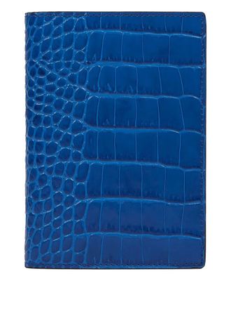 Smythson crocodile-embossed passport cover - unisex - Calf Leather - One Size - Blue