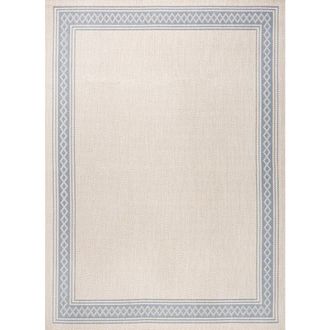 Jonathan Y Designs Lucia Classic Diamond Border Indoor/Outdoor Area Rug in Cream/blue at Nordstrom, Size 3Ft 0In X 5Ft 0In