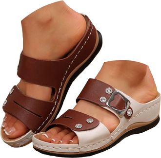 Generic Orthopedic Wedge Sandals for Women 2026 Dressy Summer Arch Support Sandals Non-Slip Comfortable Platform Flip Flops for Women Slip on Slippers Beach C