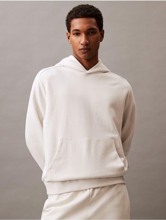 Calvin Klein Mens Luxe Terry Hoodie - White - XS