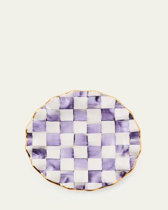 MacKenzie-Childs Plum Check Fluted Ceramic Dessert Plate