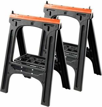TooD Beauty Lote De 2 Caballetes Universales De Pl&aacute;stico, Capacidad De Carga 200 Kg Cada Uno, Naranja Con Bandeja Perforada