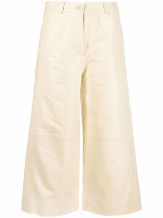 Holzweiler cropped-leg trousers - women - Lamb Skin - M - Yellow