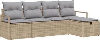 vidaXL Garden Sofa Set with Cushion 5 pcs Beige Poly rattan vidaXL