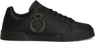 Dolce & Gabbana Black leather low-top sneakers