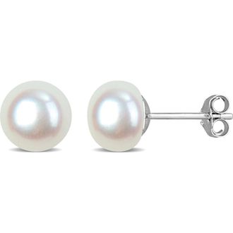 Delmar Sterling Silver Cultured Freshwater Pearl Stud Earrings in White at Nordstrom Rack