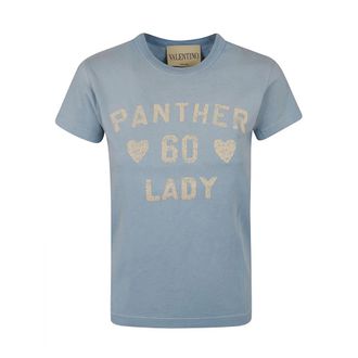 Valentino Garavani T-Shirts, female, Blue, Size: S Chez Valentino T-shirt