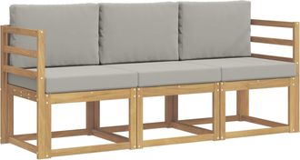 vidaXL Conjunto De Sof&aacute;s De Exterior 3 Uds. Blanco Y Gris Claro Vidaxl