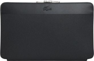 Lacoste Chantaco Piqu&eacute; Leren Ritsportemonnee - Heren - Portefeuilles - Zwart - ONE Size - Leer - Accessoires