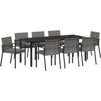 vidaXL Conjunto De Comedor De Jard&iacute;n 9 Pcs Gris Vidaxl