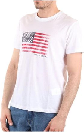 U.S.Polo Association Lichtgewicht Katoen USA Vlag T-shirt - Heren - T-shirts - Wit - XL - Katoen - Tops