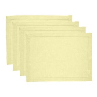 Solino Home Linen Placemats Set of 4, 14 x 19 Inch for Dining Table, Holiday and Everyday Table Decor - Milan in Butter Yellow at Nordstrom, Size