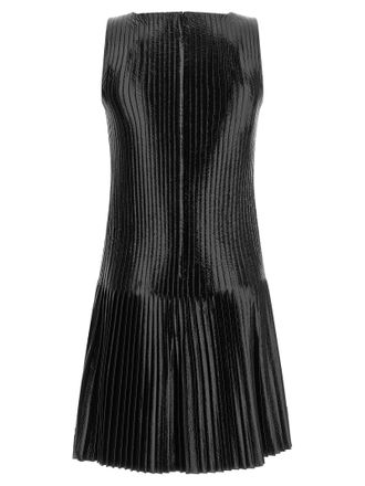 Courr&egrave;ges Glossy Coated Pleated Dress - Black