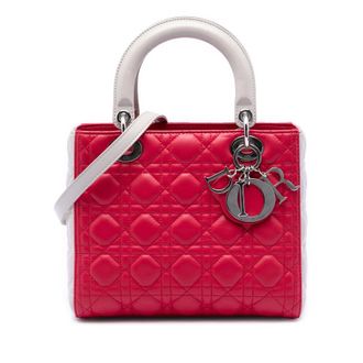 Dior Pre-owned Dior Medium Bicolor Lambskin Cannage Lady Dior Ladies 879AFDMAI0PPJ4OM