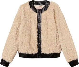 Twinset Faux Fur & Shearling Astrachan Jas - Dames - Jassen - Beige - S - Jassen