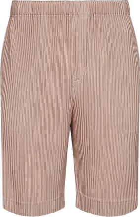 Issey Miyake Korte Broeken, Heren, Rood, M, Polyester, Color Pleats 2 Shorts
