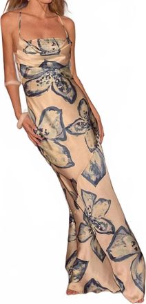 Promesa The Solenne Satin Maxi Dress In Tropical Floral