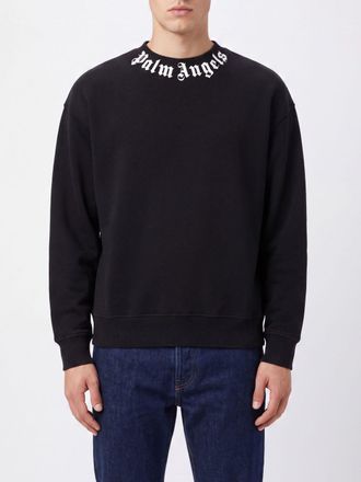 Palm Angels Logo Cotton Crewneck Sweatshirt with Dropped Shoulders