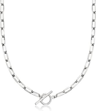 Ross-Simons Sterling Silver Paper Clip Link Toggle Necklace