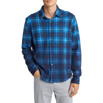 Stone Rose Plaid Jacquard Dip Dye Knit Button-Up Shirt in Navy at Nordstrom Rack, Size Xx-Large