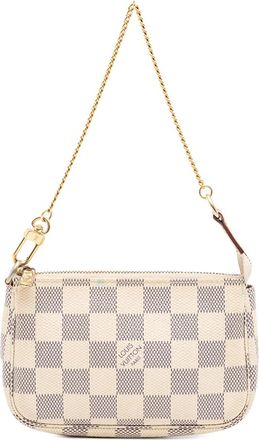 Louis Vuitton Borsa a mano Mini Pochette Accessoires in tela Damier Azur 2011 - Bianco