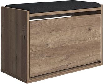 Dmora Dmora Scarpiera con unanta a ribalta e cuscinetto tortora, cm 65 x 32 x 43,5, colore quercia
