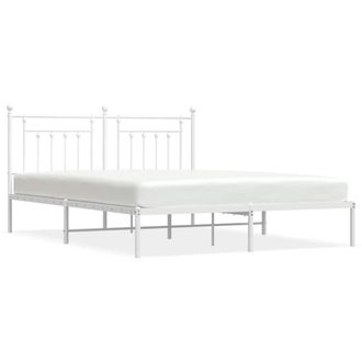 Berkfield Home Metal Bed Frame with Headboard White 183x213 cm