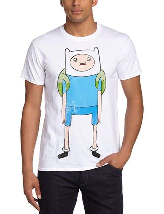 Adventure Time Mens Finn Crew Neck Short Sleeve T-Shirt, White, Small