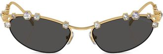 Swarovski crystal-embellished cat-eye sunglasses - women - Metal - 56 - Gold