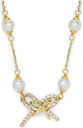 Kate Spade New York Girlie Pearlie Pearl Bow Scatter Necklace Necklace Cream/Gold, Cubic Zirconia/Glass/Pearl